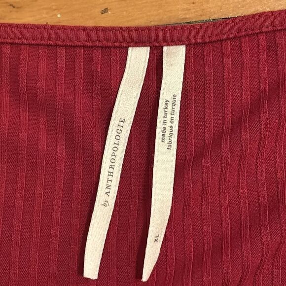 Anthropologie Women’s Red Twist-Front Shimmer Long Sleeve Top Size XL - Picture 5 of 6